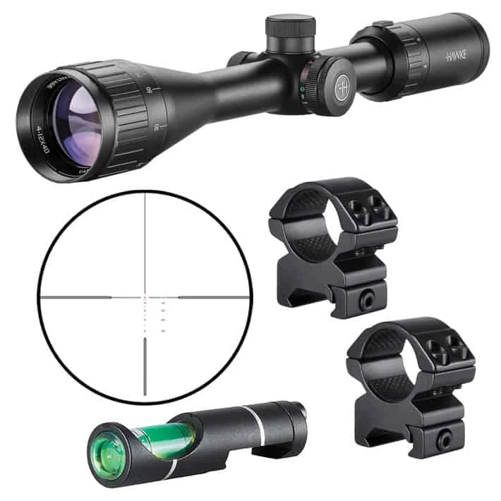 Hawke Optics Vantage IR Scope 4-12×40 Rimfire .22 WMR Reticle 14242 Combo W/Level & Mounts (14242+64101+22113) 3 Hawke Optics Vantage IR Scope 4-12×40 Rimfire .22 WMR Reticle 14242 Combo W/Level & Mounts (14242+64101+22113)