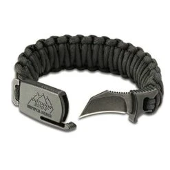 Outdoor Edge ParaClaw Paracord Survival Bracelet Large With 1.5 Inch Knife Blade Black PCK-90C