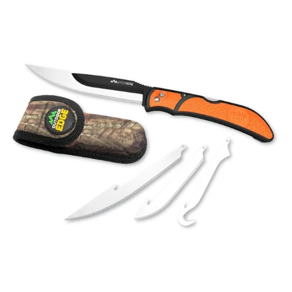 Outdoor Edge RazorBone Folding Hunting Knife With Drop-Point Blades, Boning-Fillet Blades, Gutting Blade And Nylon Sheath Orange RBB-20 3 Outdoor Edge RazorBone Folding Hunting Knife With Drop-Point Blades, Boning-Fillet Blades, Gutting Blade And Nylon Sheath Orange RBB-20